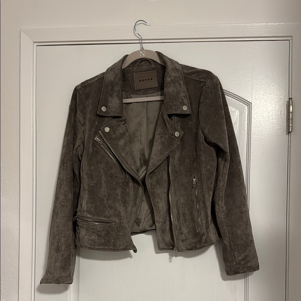 BLANK NYC Grey Suede Moto Jacket